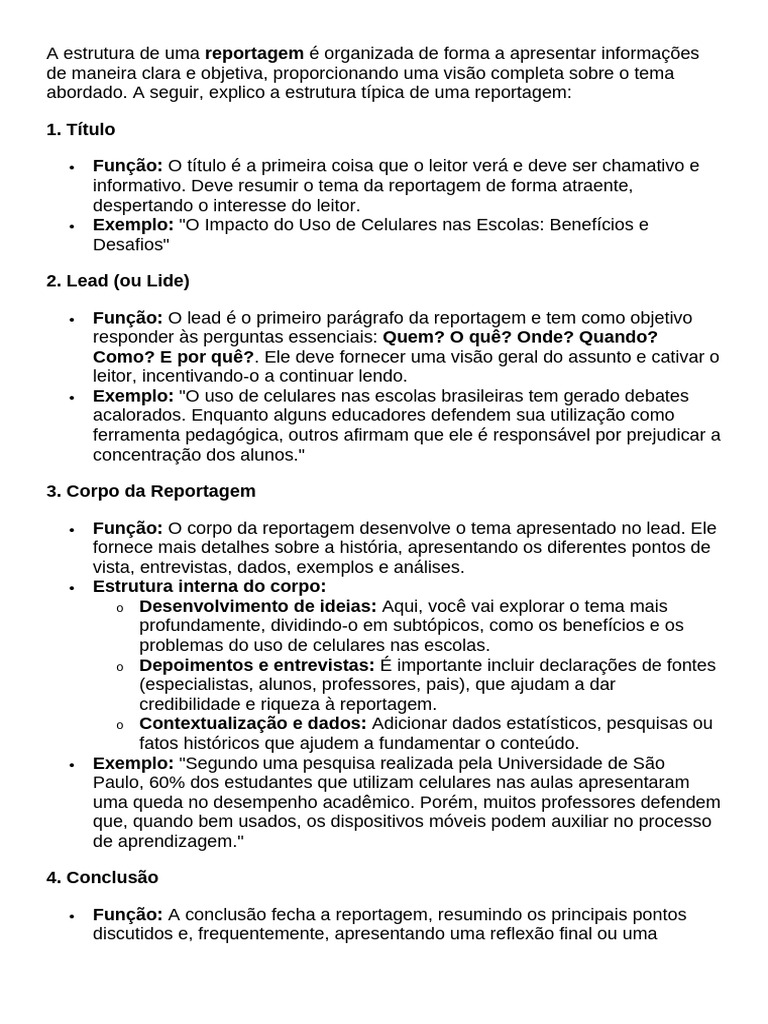 Estrutura de uma Reportagem Explicada | PDF | Imagem
