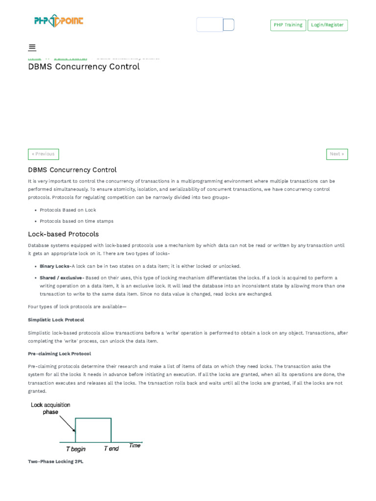 DBMS Concurrency Control Explained | PDF | Database Transaction | Computing