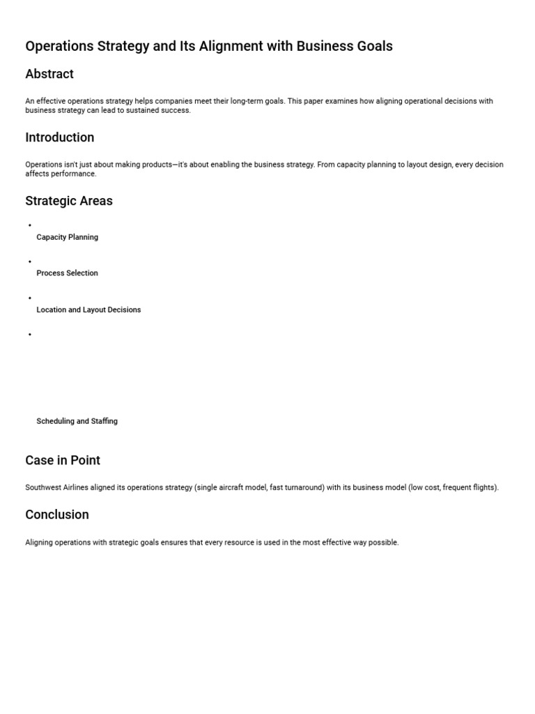 Aligning Operations with Business Strategy | PDF