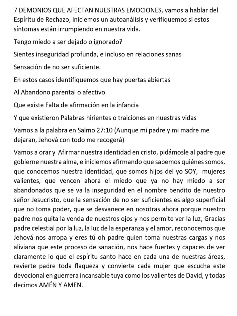 7 Demonios que Afectan Nuestras Emociones | PDF