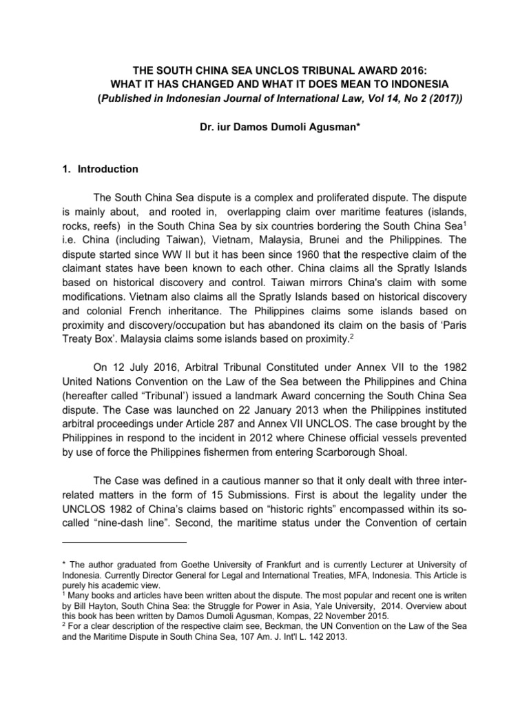 The South China Sea Unclos Tribunal Awar | PDF | Territorial Waters ...