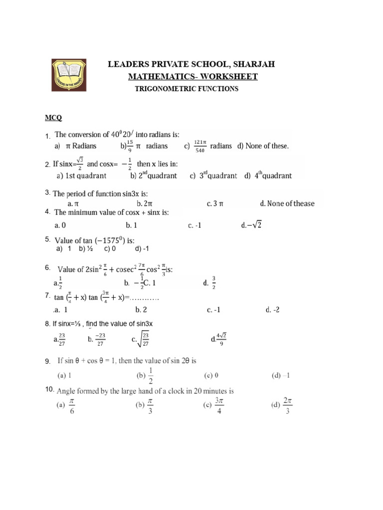 GRAPH OF TRIGONOMETRIC FUNCTIONS PDF GRADE 11 visual data 8