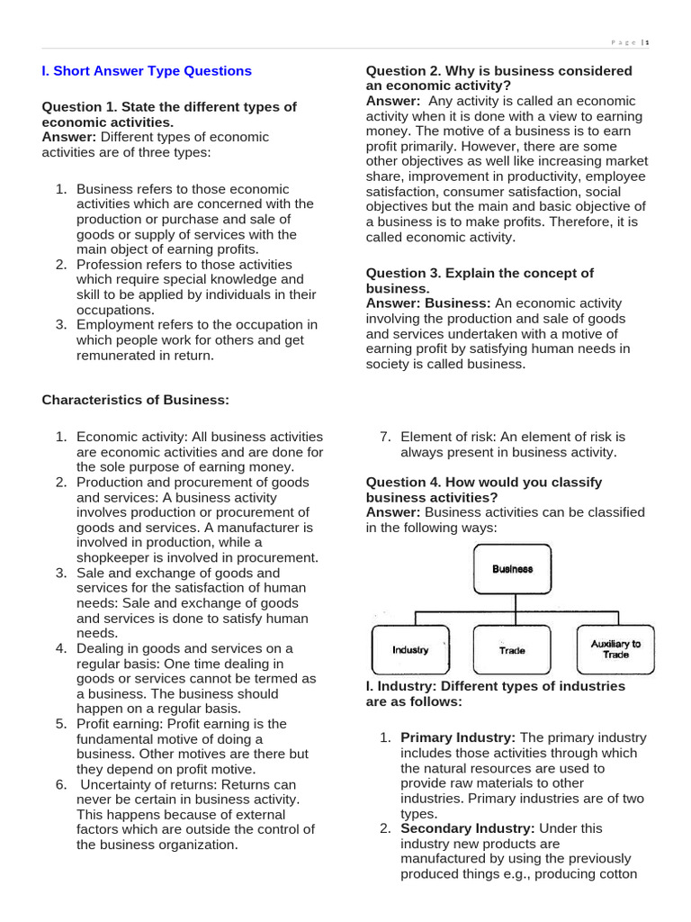 Types and Concepts of Economic Activities | PDF | Commerce | Goods