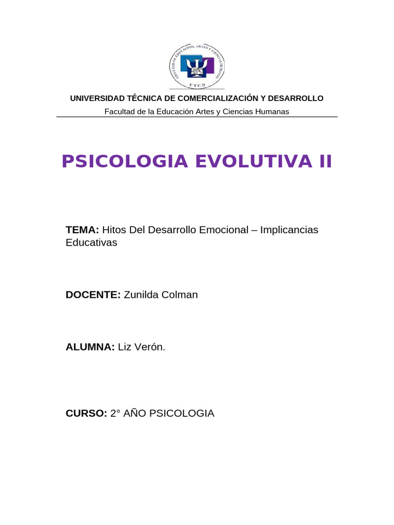 Hitos del Desarrollo Emocional Infantil | PDF | Las emociones ...