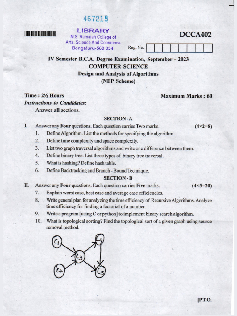 2023 - Design and Analysis of Algorithms - DCCA402 | PDF