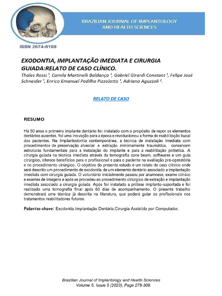 2023 Vista Do Exodontia, Implantação Imediata e Cirurgia Guiada_ Relato ...