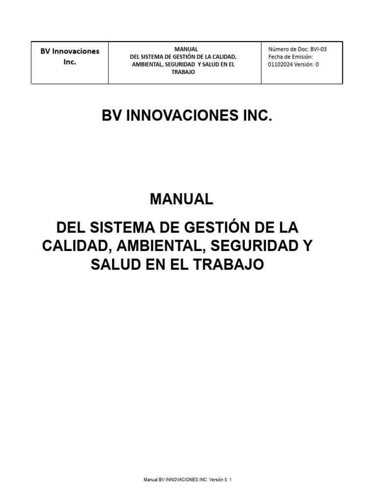 BV Manual SG | PDF | Sistema de manejo de calidad | Gestión de la calidad
