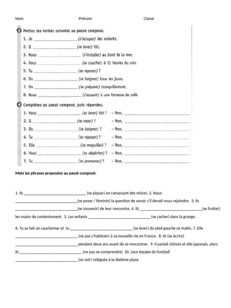 Exercices corrigés sur les verbes pronominaux | PDF