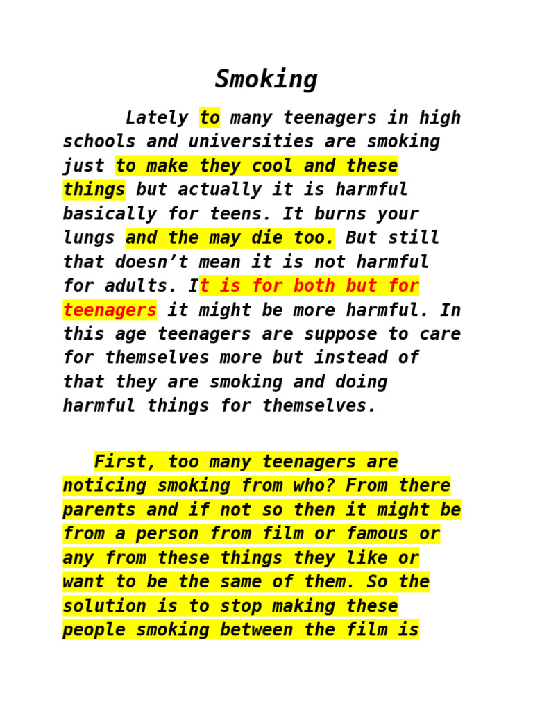 Teen Smoking: Risks and Solutions | PDF