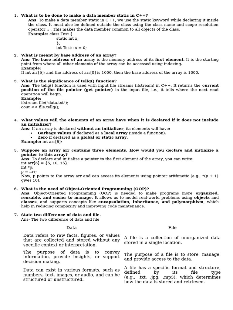C++ Programming Concepts Explained | PDF | Pointer (Computer ...