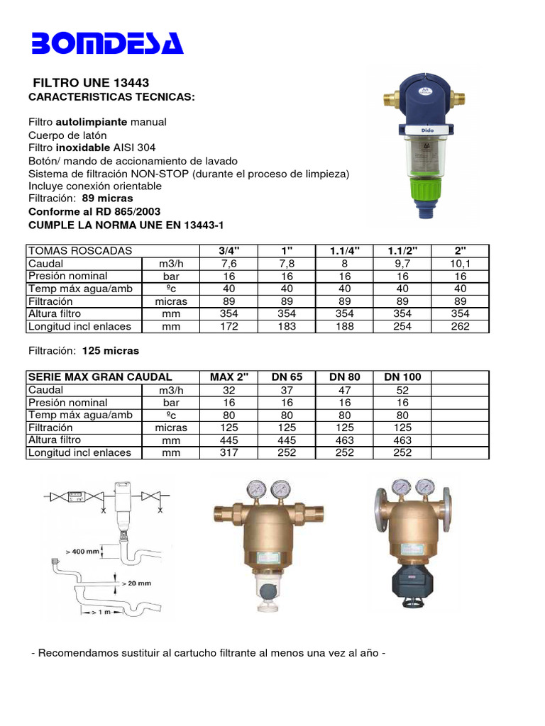 FILTRO UNE 13443 Caract Tecnicas | PDF
