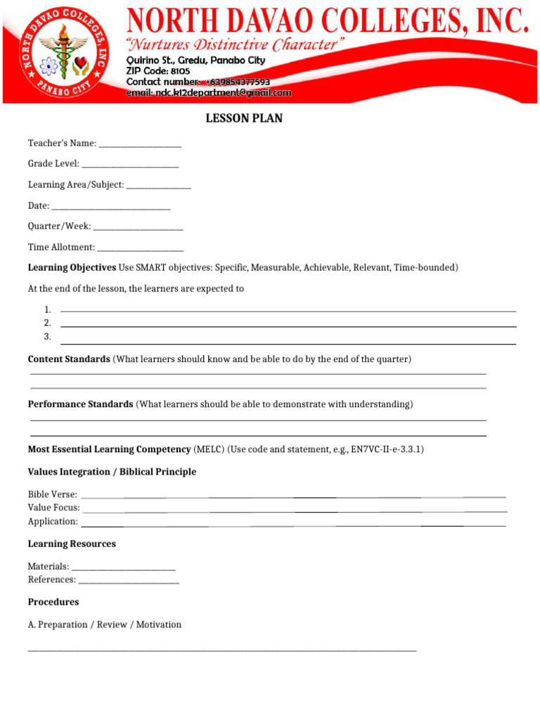 Lesson Plan Template | PDF