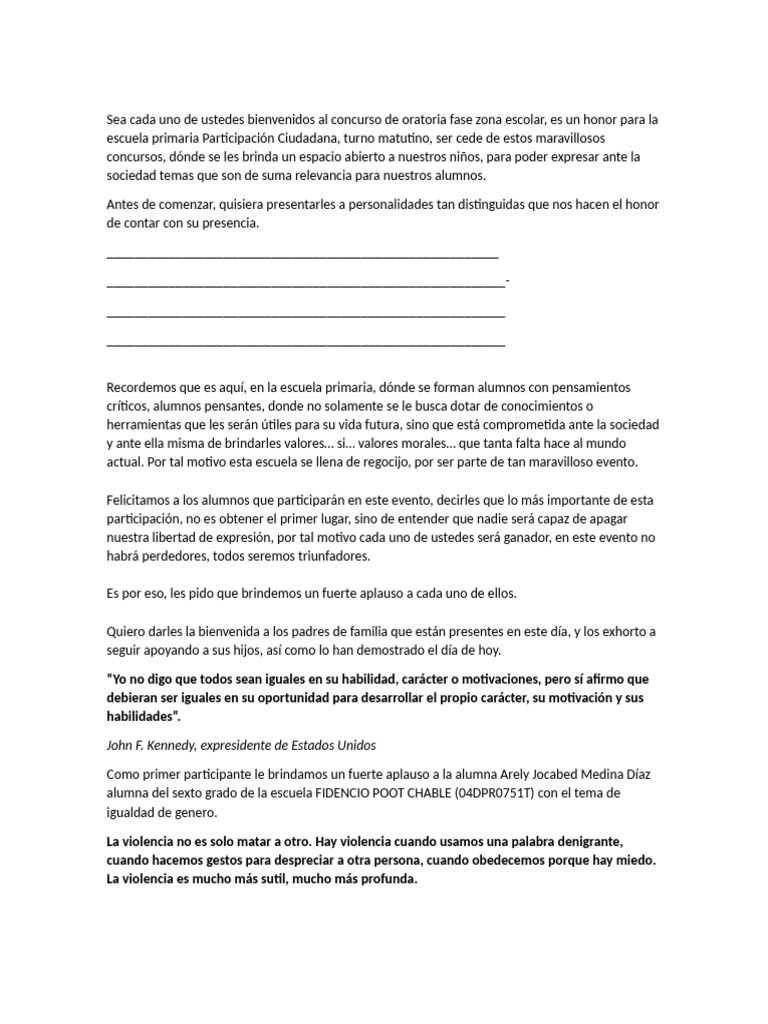 Concurso de Oratoria Escolar 2023 | PDF | Escuelas
