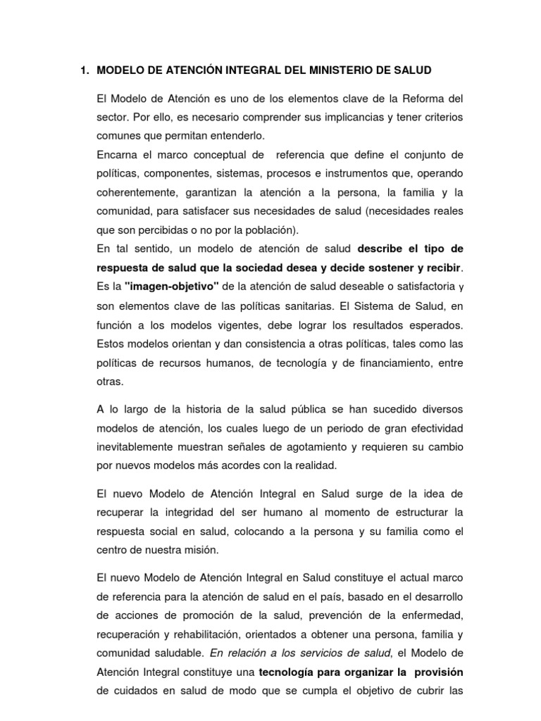 Modelo de Atención Integral del Minsa | PDF | Integral | Familia