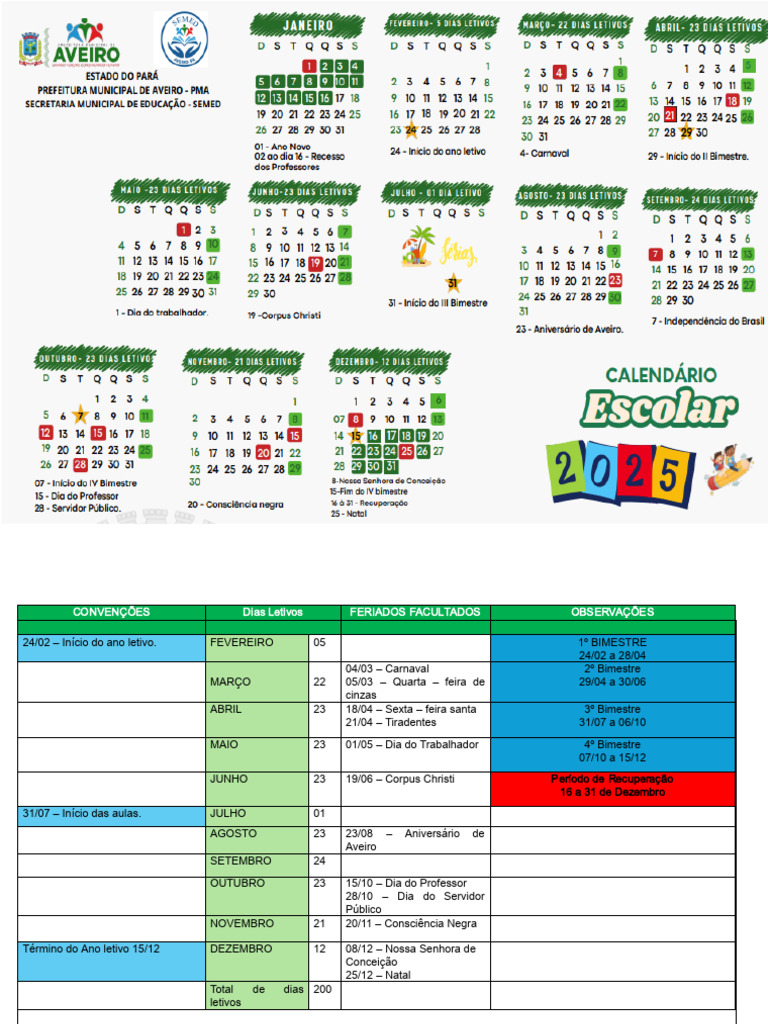 Calendário Escolar 2025 | PDF
