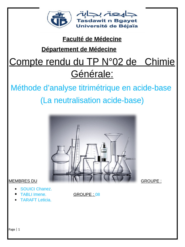 Dosage de HCl par NaOH en TP | PDF | Titrage | Chimie
