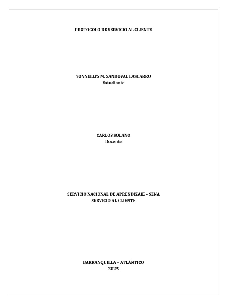 Protocolo de Servicio al Cliente 2025 | PDF | Servicio al Cliente | Cliente