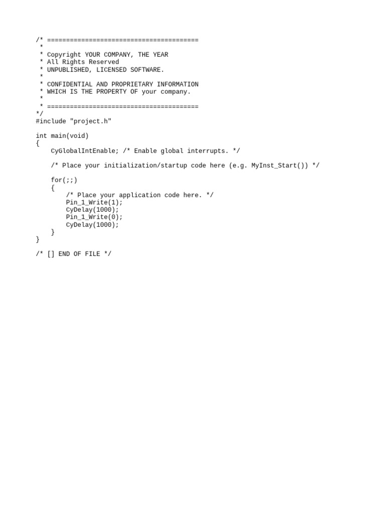 Embedded C Code for LED Blinking | PDF