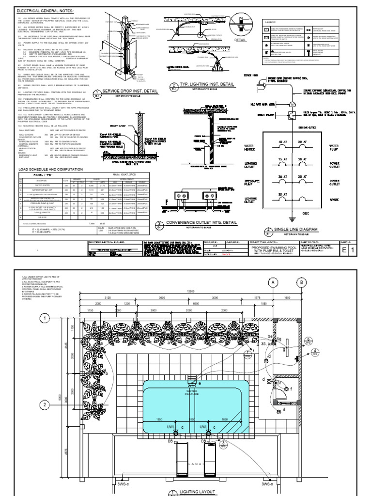 Electrical Load Schedule for Pool Project | PDF | Electrical Wiring ...