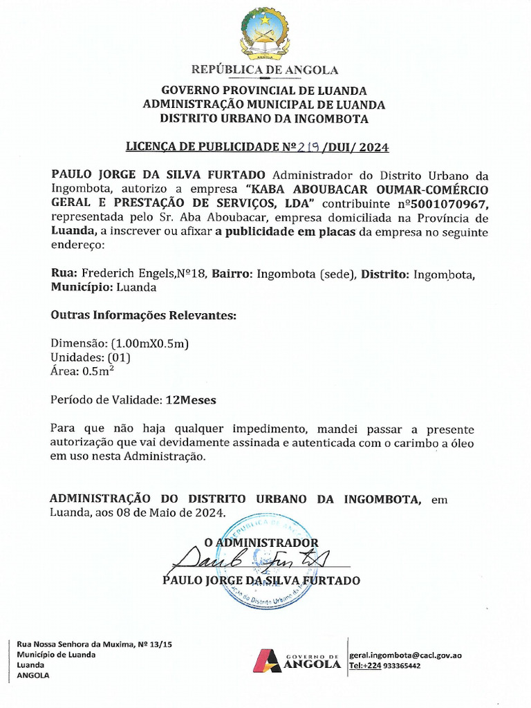 Licença de Públicidade | PDF