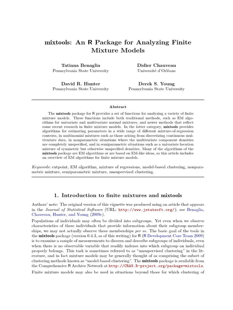 Mixtools: R Package for Mixture Models | PDF | Regression Analysis ...