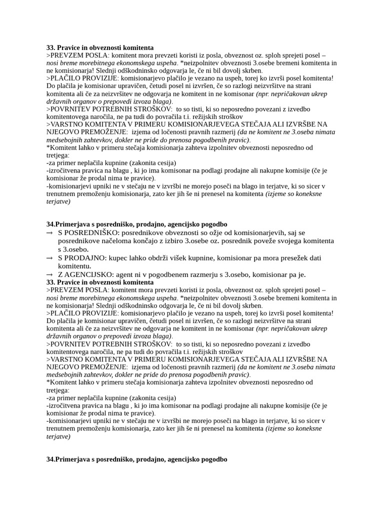 Pravice in Obveznosti Komitenta | PDF