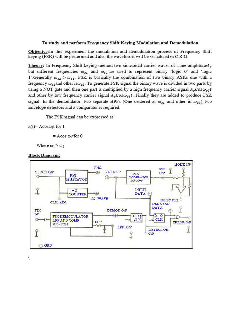 FSK Modulation and Demodulation Study | PDF