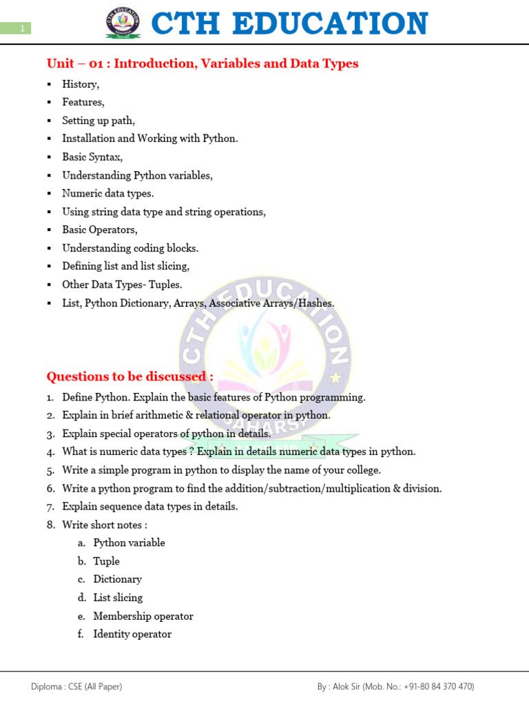 Python Programming Basics and Features | PDF | Python (Programming ...