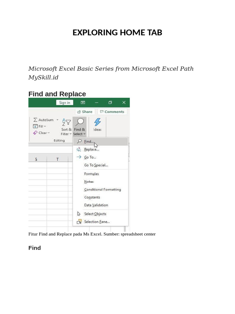 Fitur Utama Tab Home di Excel | PDF