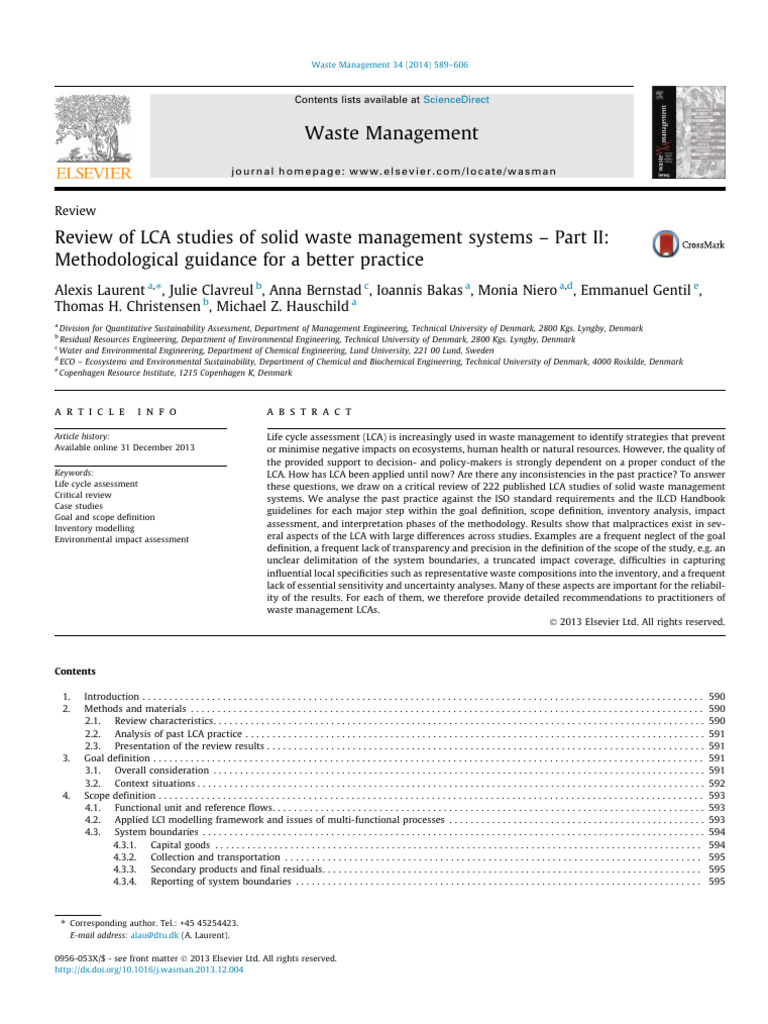 Review of LCA Studies of Solid Waste Management Systems - Part II ...