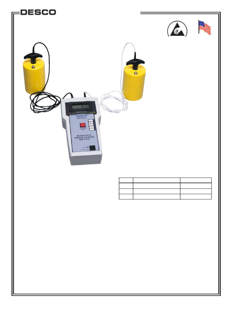 DESCO 19780 Surface Resistance Kit | PDF | Electrostatic Discharge ...