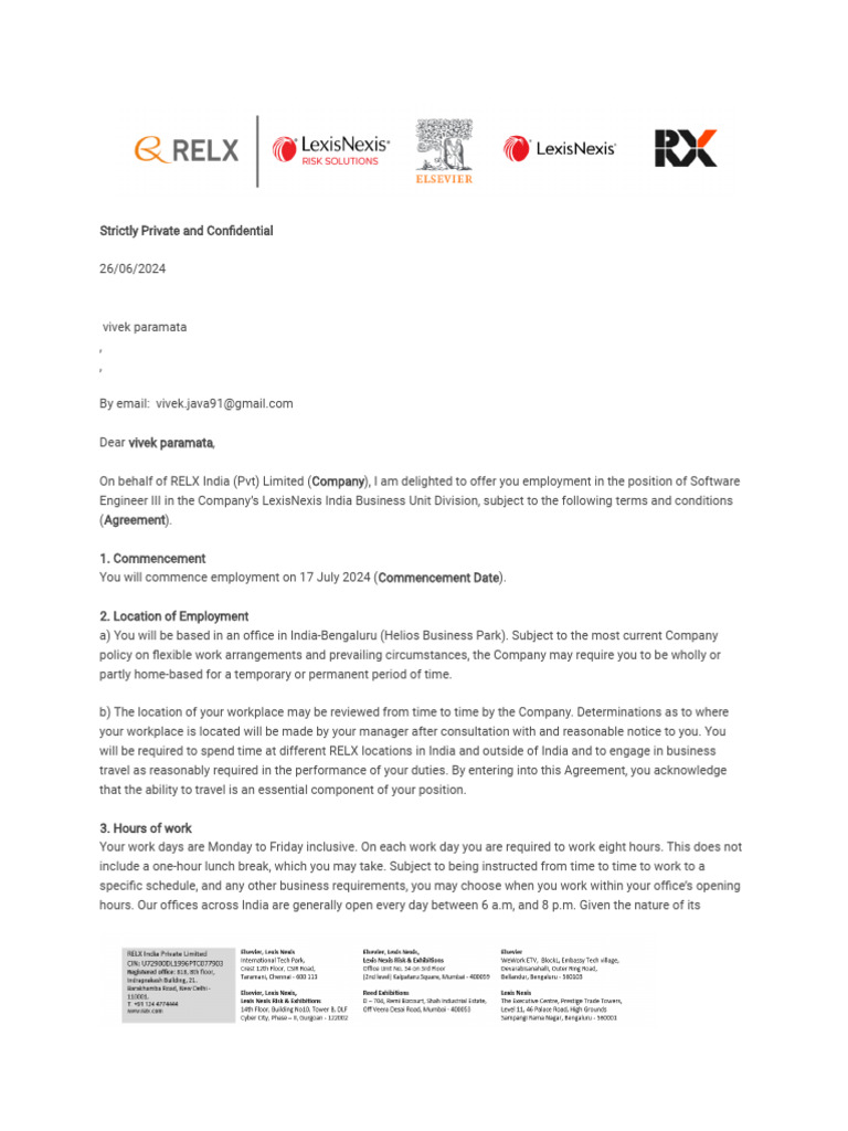 Employment Offer: Software Engineer III | PDF | Arbitration | Mail