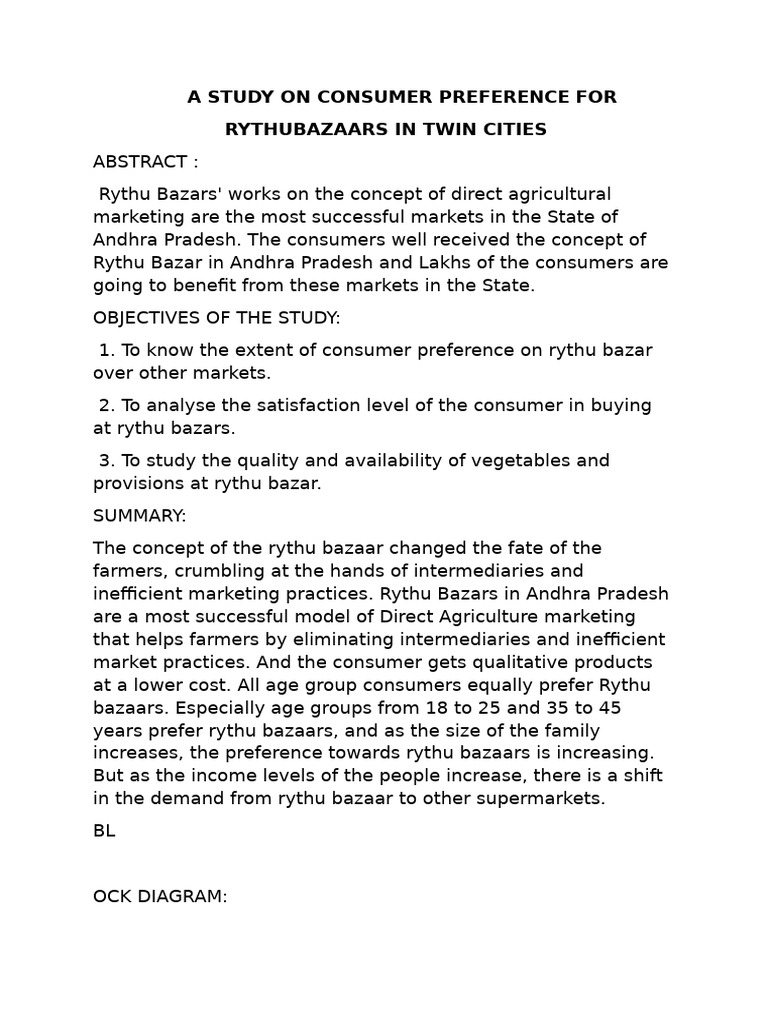 Consumer Preference for Rythu Bazaars | PDF