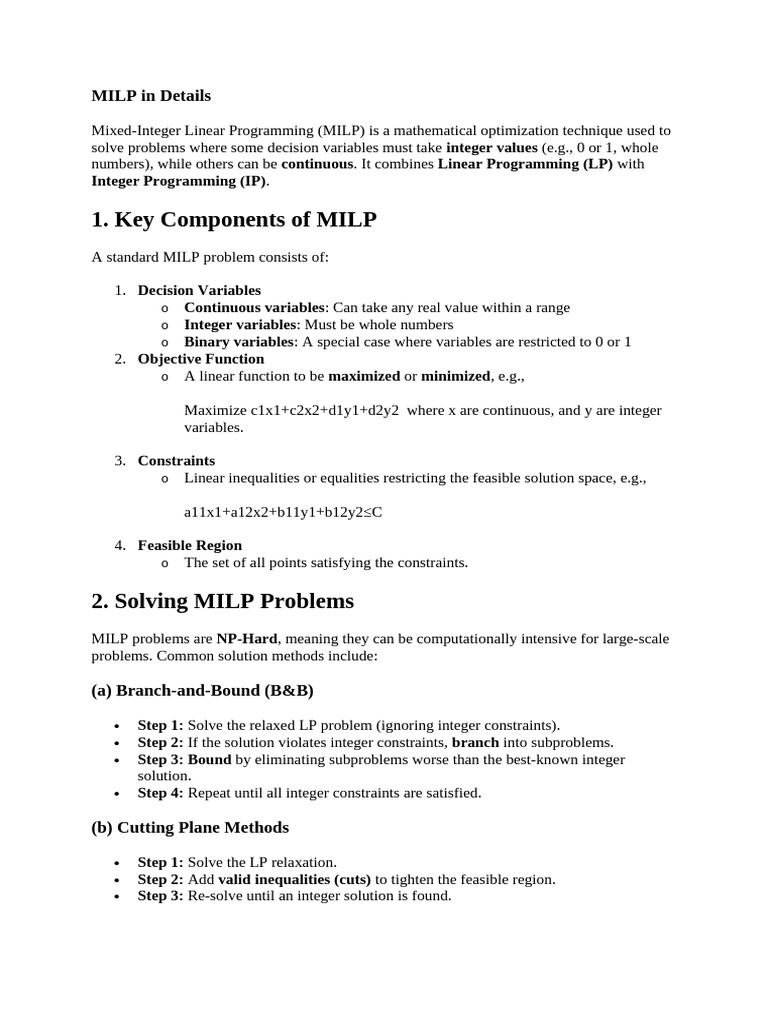 MILP in Details | PDF