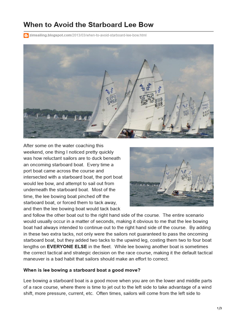 Lee Bow Tactics in Sailing | PDF | Sailing (Sport)