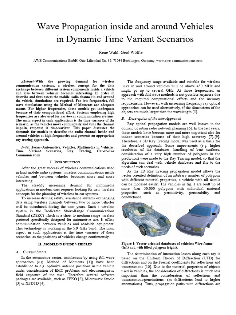 Wave Propagation in Vehicles: Ray Tracing | PDF | Radio Propagation | Radio