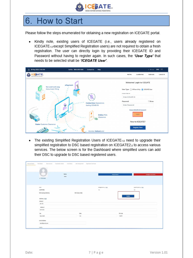 ICEGATE Registration Upgrade Guide | PDF
