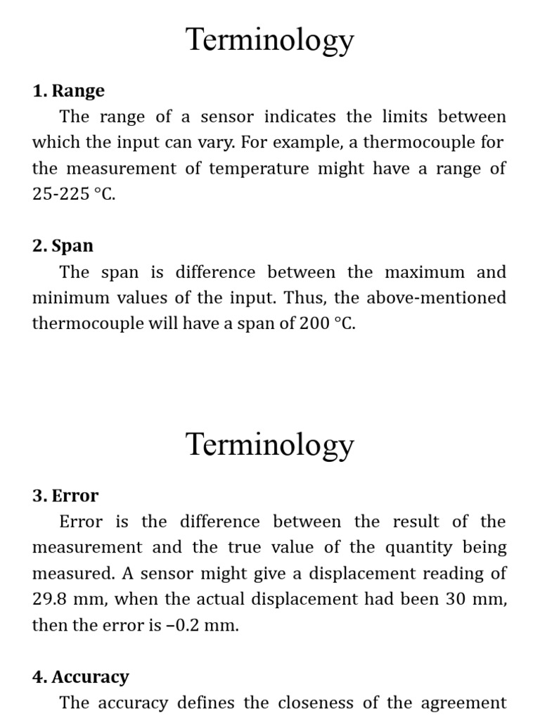 Sensor Measurement Terminology | PDF | Sensor | Thermocouple