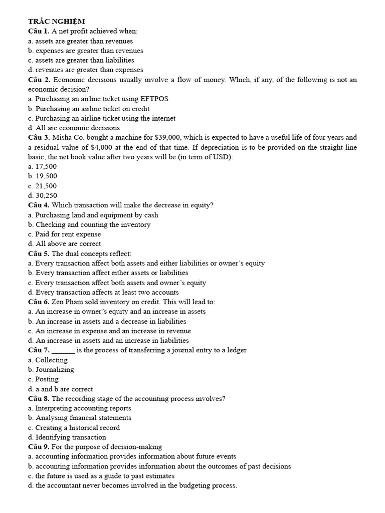 Financial Accouting - Exam | PDF | Debits And Credits | Expense