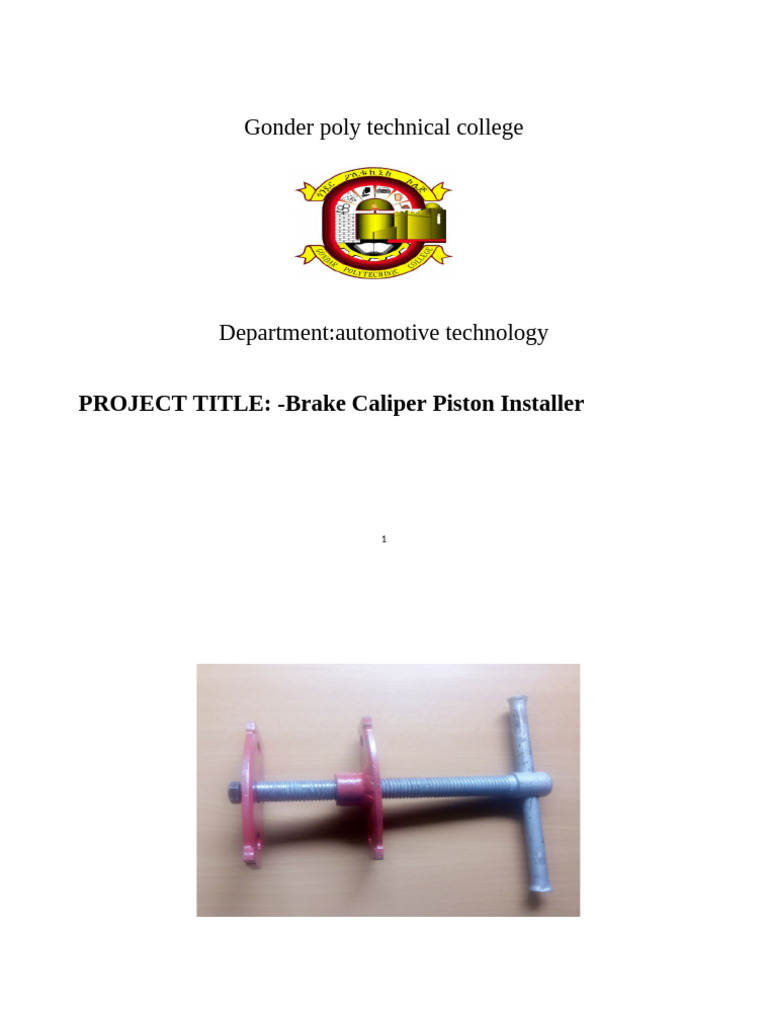 Brake Caliper Piston Installer Project | PDF | Mechanical Engineering