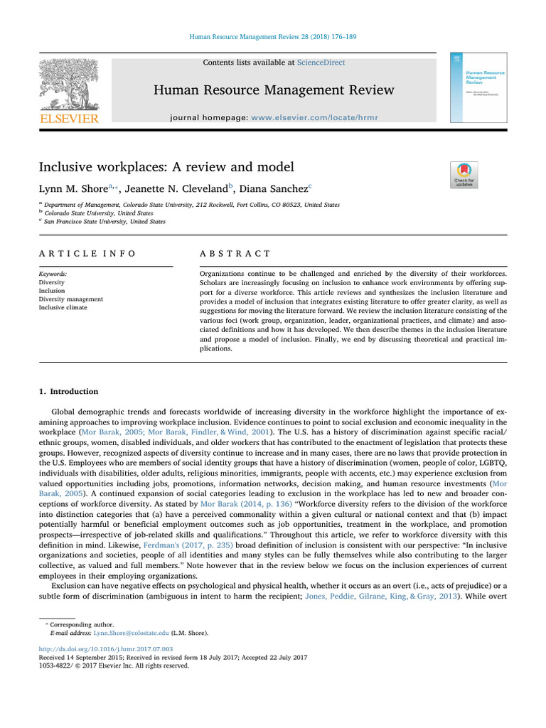Inclusive Workplace-A Review and Model-main | PDF | Social Exclusion