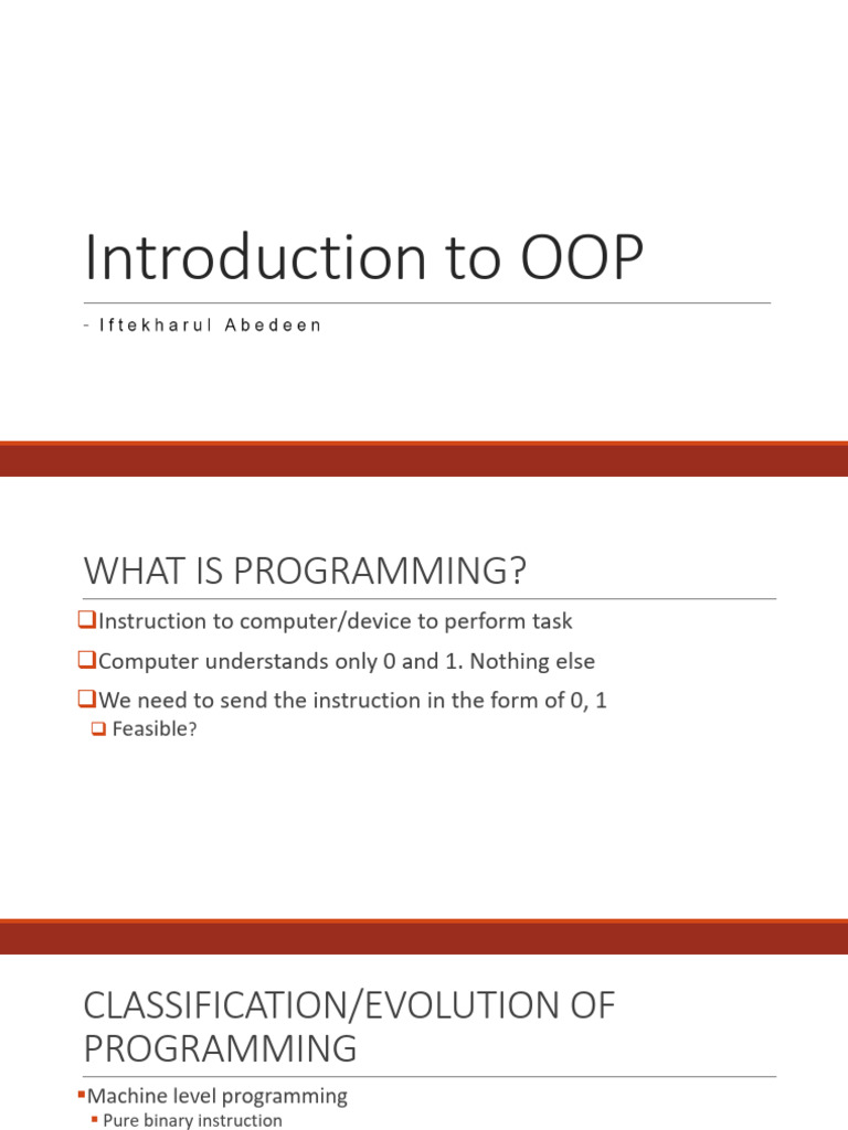 Introduction to Object-Oriented Programming | PDF | Object Oriented ...