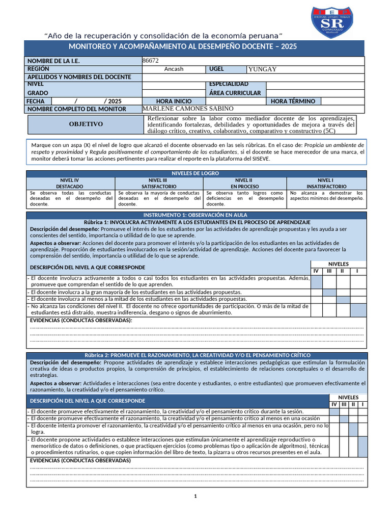 Evaluación del Desempeño Docente 2025 | PDF | Aprendizaje | Maestros