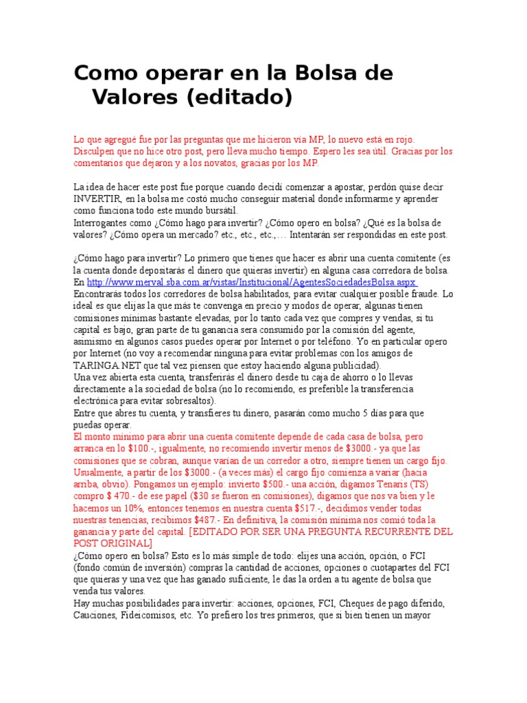 Guía para Invertir en la Bolsa de Valores | PDF | Bolsa | Opción (Finanzas)