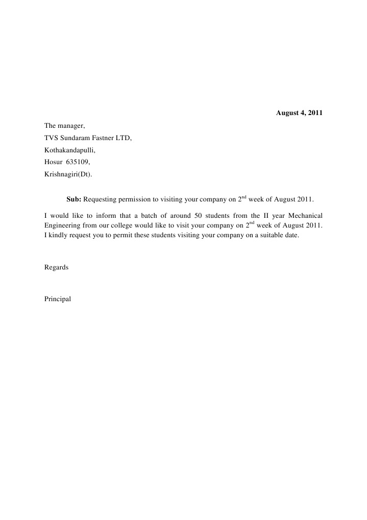 Student Company Visit Request Letter | PDF