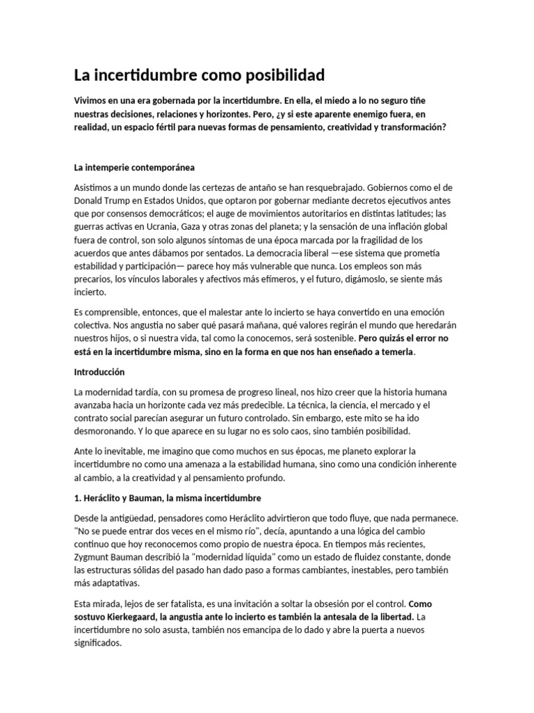 La incertidumbre como oportunidad creativa | PDF | Incertidumbre ...