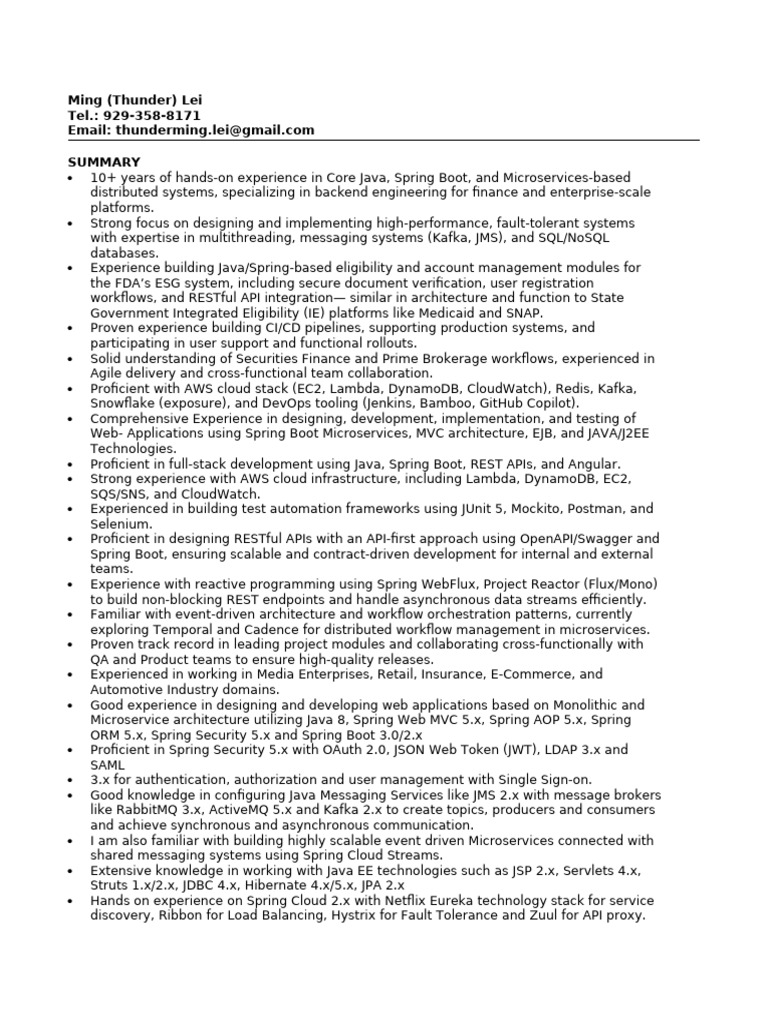 Java Backend Developer with Microservices Expertise | PDF | Spring ...