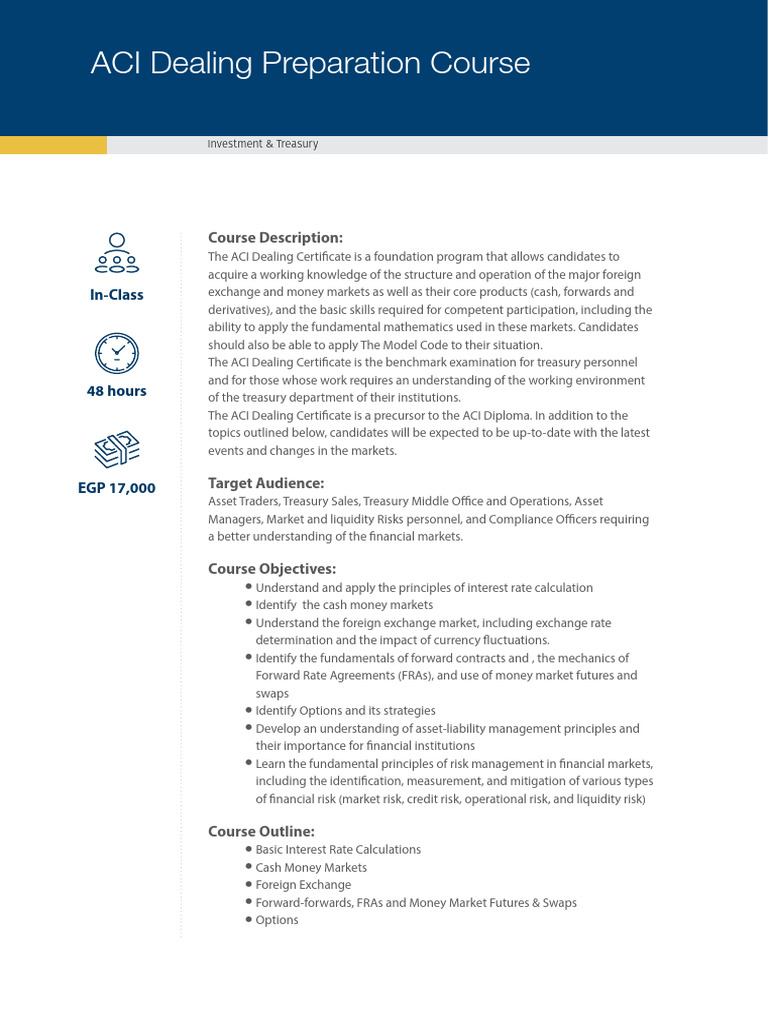 ACI Dealing Certificate Course Overview | PDF | Foreign Exchange Market ...