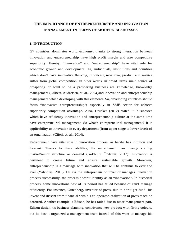 Entrepreneurship and Innovation Management | PDF | Entrepreneurship ...
