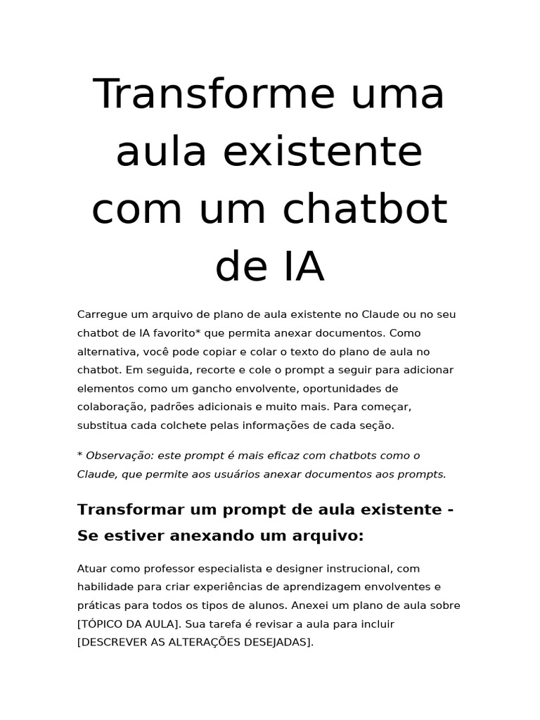 48 - Transforme Uma Aula Existente Com Um Chatbot de IA | PDF | Aprendizado